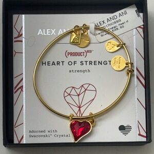 Alex and Ani Gold Bracelet with Red Heart Charm